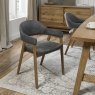 Rosen Rustic Oak Dark Grey Fabric Upholstered Arm Dining Chair