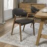 Rosen Rustic Oak Old West Vintage Fabric Upholstered Dining Chair